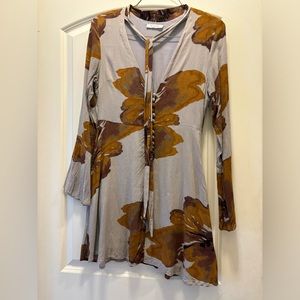 Honey Belle dress; size M; grey with brown flowers